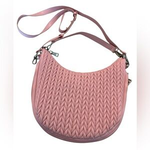 New INC pink zipper hand bag soft faux leather